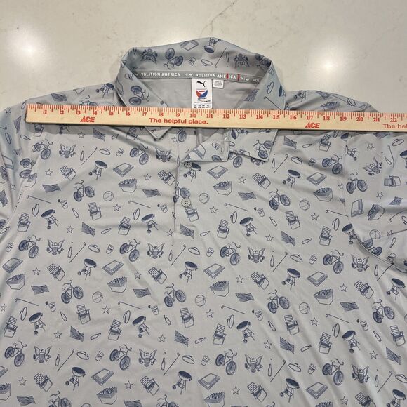 Puma Volition XXL AOP Golf Performance Polo SS Shirt Gray Block Party Pattern - Picture 5 of 14
